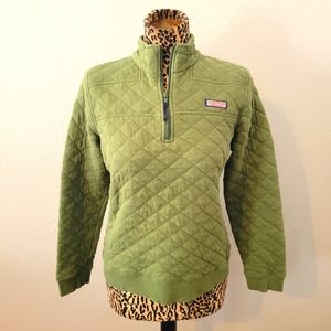 VINEYARD VINES Green 'Shep' Quilted Zip Pullover- sz L